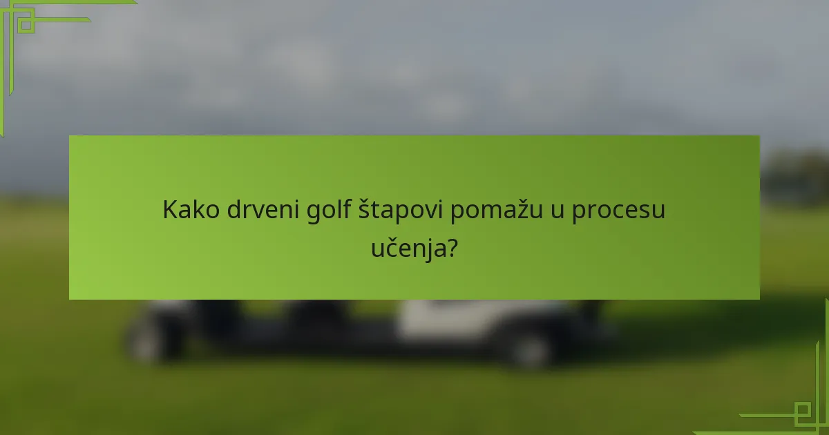 Kako drveni golf štapovi pomažu u procesu učenja?