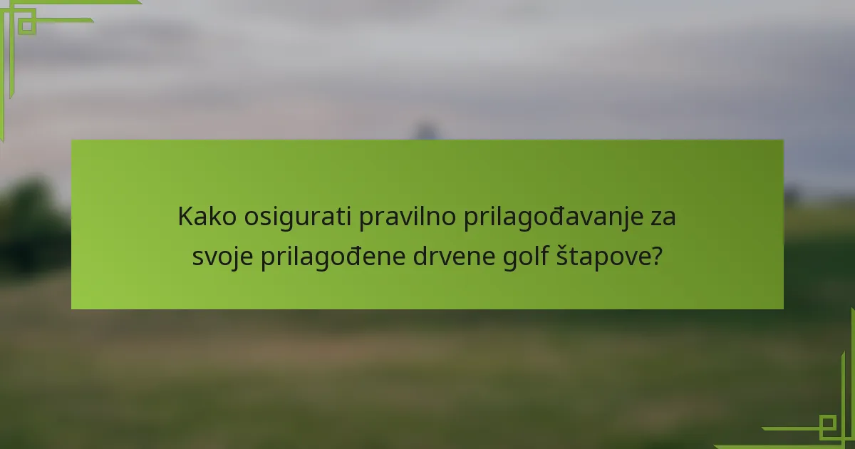 Kako osigurati pravilno prilagođavanje za svoje prilagođene drvene golf štapove?