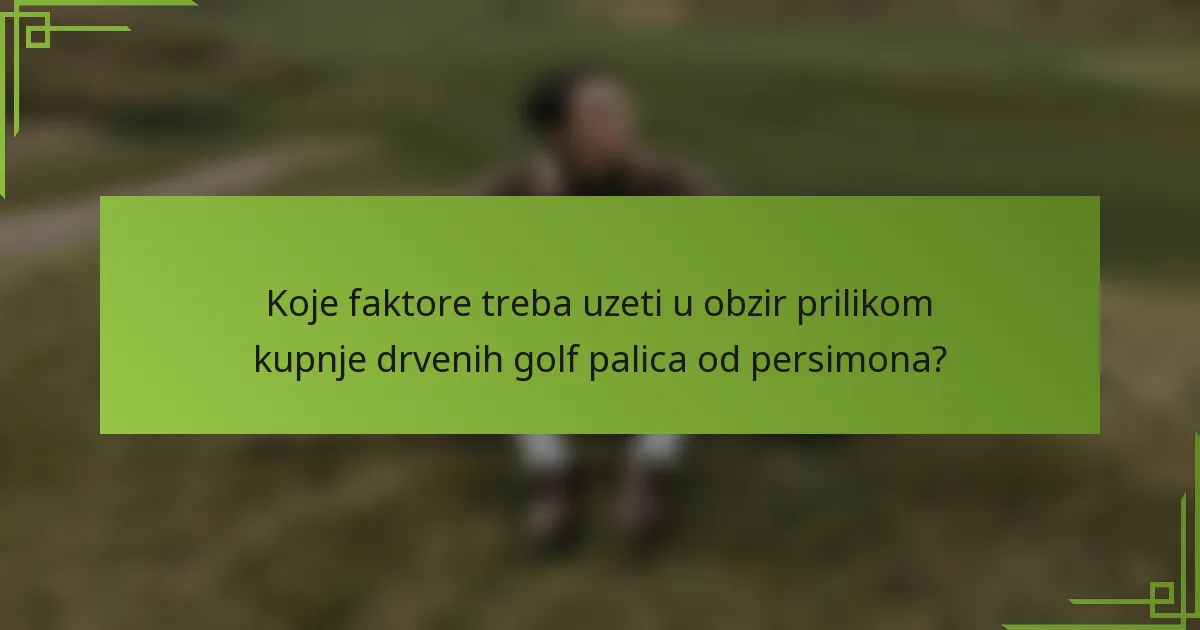 Koje faktore treba uzeti u obzir prilikom kupnje drvenih golf palica od persimona?