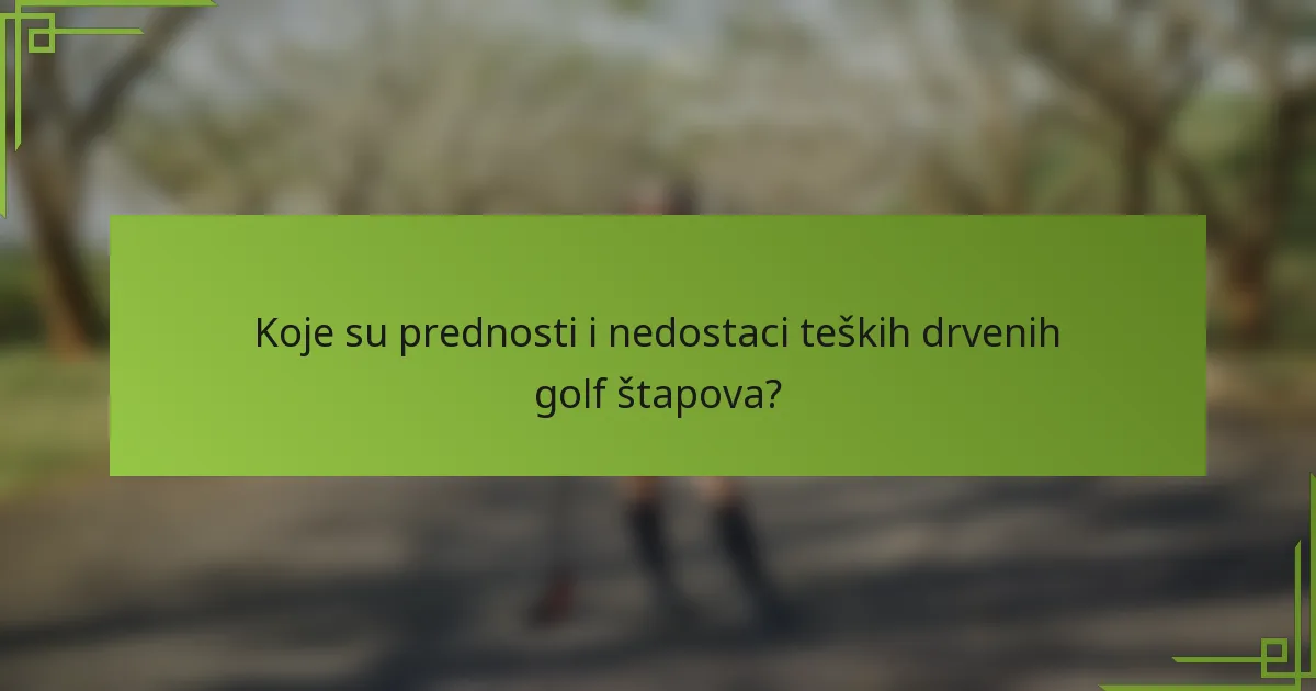 Koje su prednosti i nedostaci teških drvenih golf štapova?