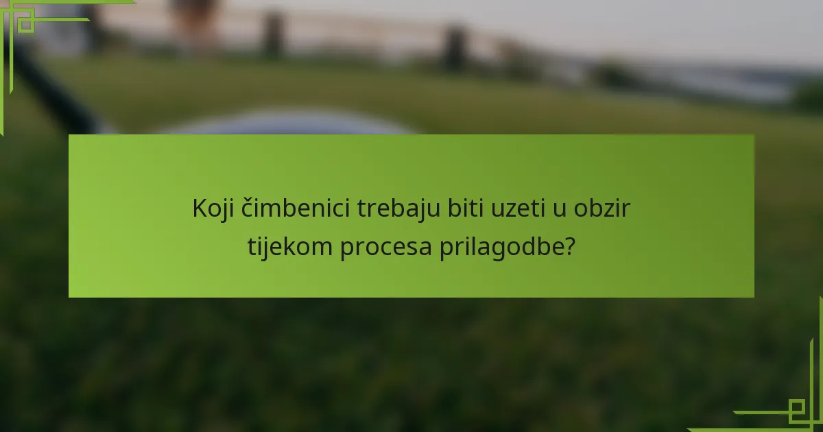 Koji čimbenici trebaju biti uzeti u obzir tijekom procesa prilagodbe?