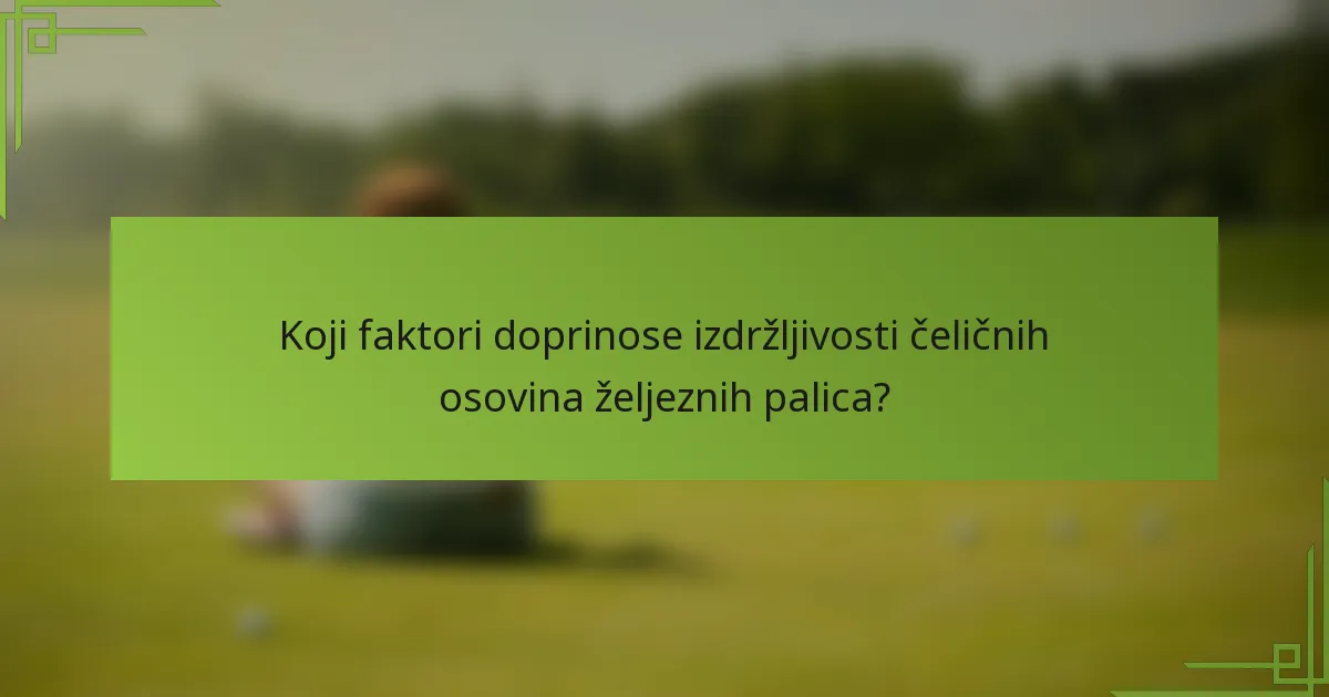 Koji faktori doprinose izdržljivosti čeličnih osovina željeznih palica?