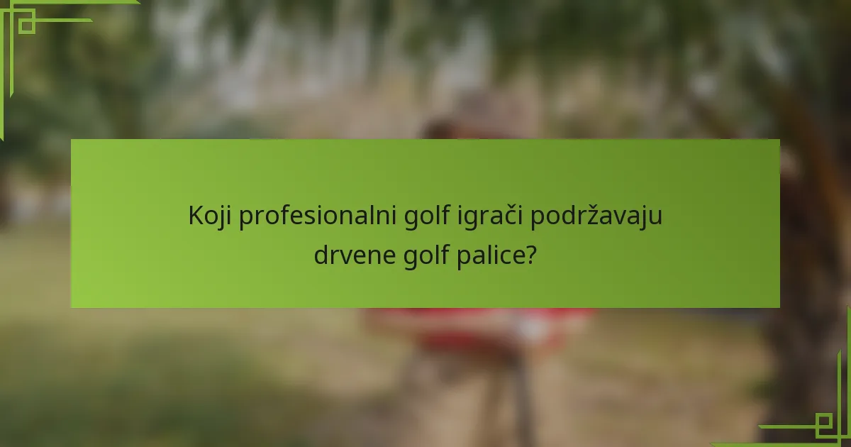 Koji profesionalni golf igrači podržavaju drvene golf palice?